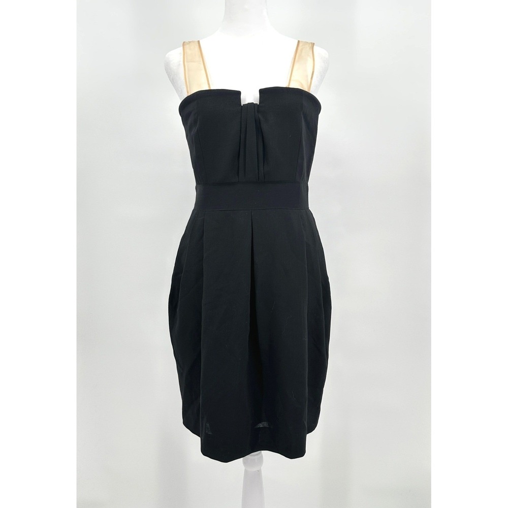 Alexander Wang Black Wool Silk Sleeveless Dress Women's 4 Knee Length Pleated
